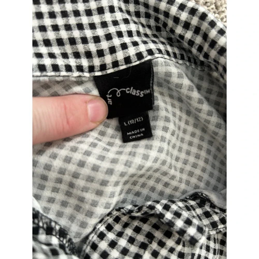 Girls Art Class 2 piece Skirt Outfit Checkered Black & White, size Large 10/12